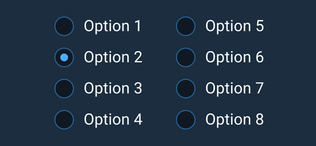 Don’t: Use Radio Buttons to display more than six items. Instead, use a Select Menu.